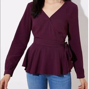 Ann Taylor LOFT Wrap Top in Plum Preserve